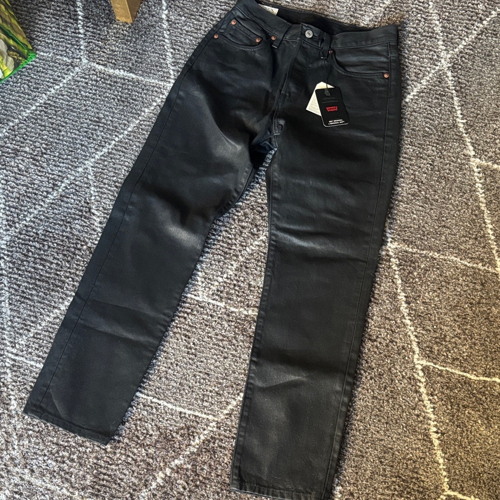 Levi's Black Coated Slim Straight Jeans